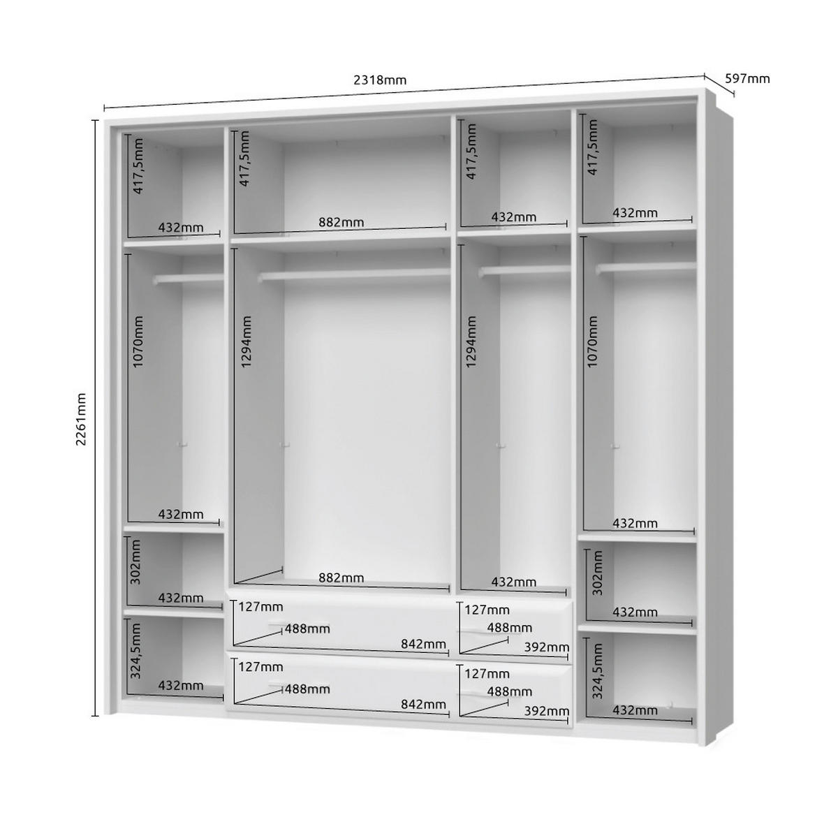ORMAR SA KLASIČNIM VRATIMA bež  232/226/60 cm  - bež, Dizajnerski, metal/pločasti materijal (232/226/60cm)