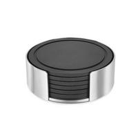 GLASUNTERSETZERSET Metall, Kunststoff Schwarz, Edelstahlfarben  - Edelstahlfarben/Schwarz, KONVENTIONELL, Kunststoff/Metall (9/3,5/9cm) - Zack