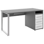 SCHREIBTISCH 150/70/75 cm  in Grau, Weiß  - Silberfarben/Alufarben, MODERN, Glas/Holzwerkstoff (150/70/75cm) - Novel