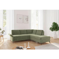 ECKSOFA ROCHELLE E Hellgrün Flachgewebe  - Schwarz/Hellgrün, KONVENTIONELL, Textil/Metall (240/216cm) - Sit & More