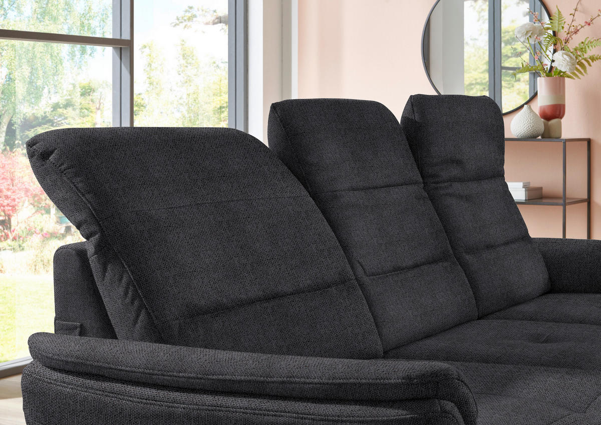 ECKSOFA in Flachgewebe Schwarz  - Schwarz, Konventionell, Textil/Metall (181/260cm) - Beldomo Speed