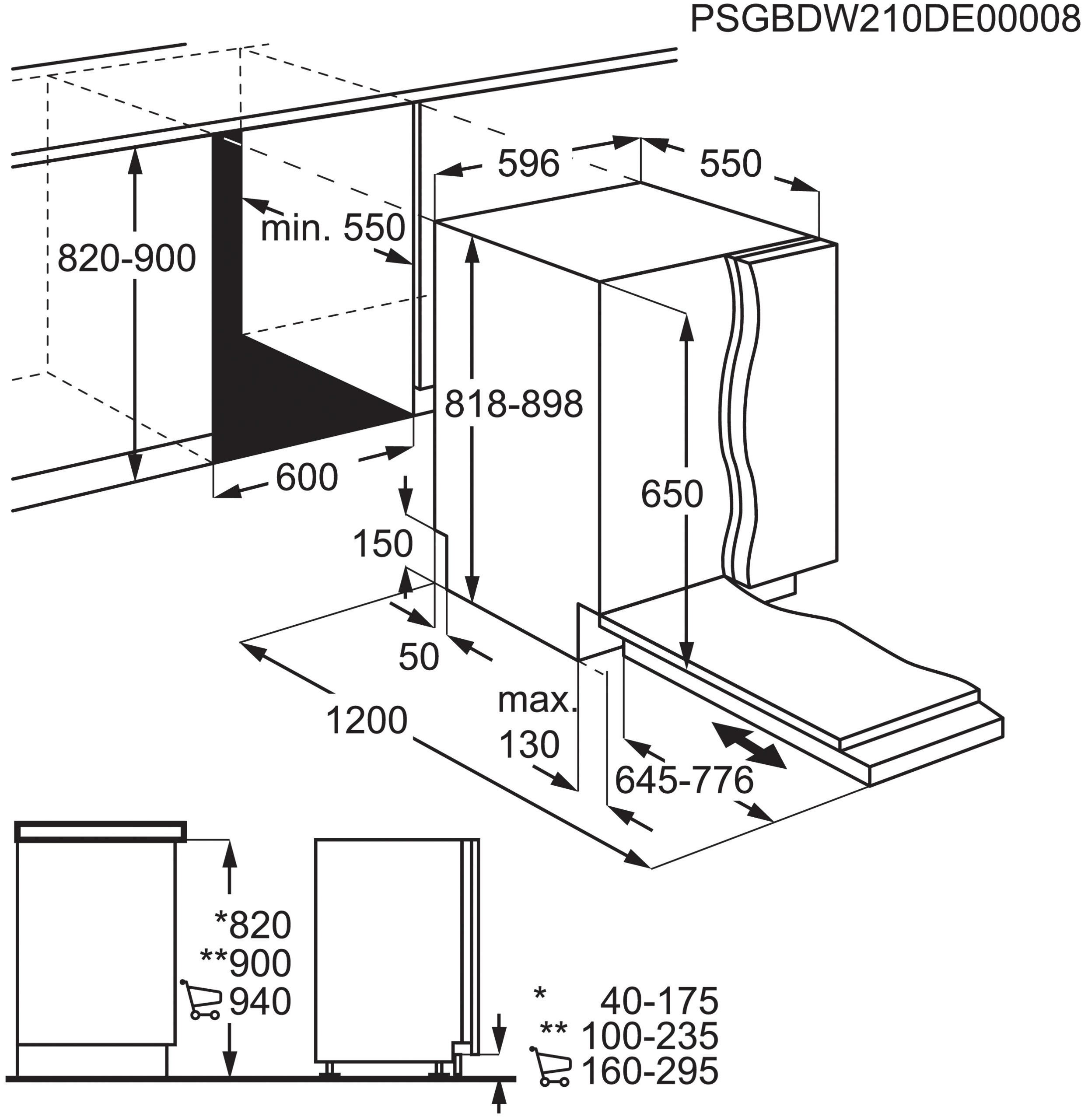 GESCHIRRSPÜLER FSB42907Z  - Edelstahlfarben, Basics, Metall (59,6/81,8/55cm) - AEG