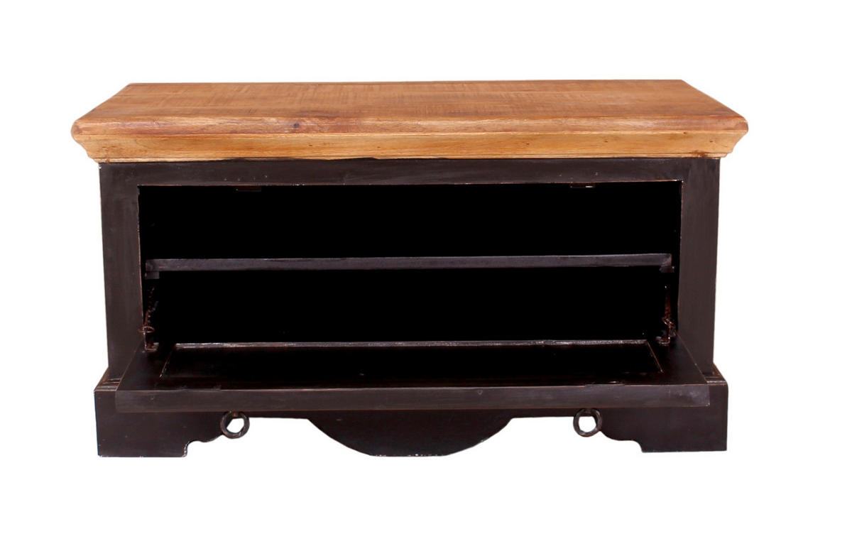 SCHUHSCHRANK Mangoholz massiv Schwarz, Honig  - Schwarz/Honig, Design, Holz/Holzwerkstoff (85/45/40cm) - MID.YOU