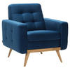 FERNSEHSESSEL  mit Rücken echt Velours Dunkelblau  - Eichefarben/Dunkelblau, Design, Holz/Textil (81/87/78cm) - Stylife