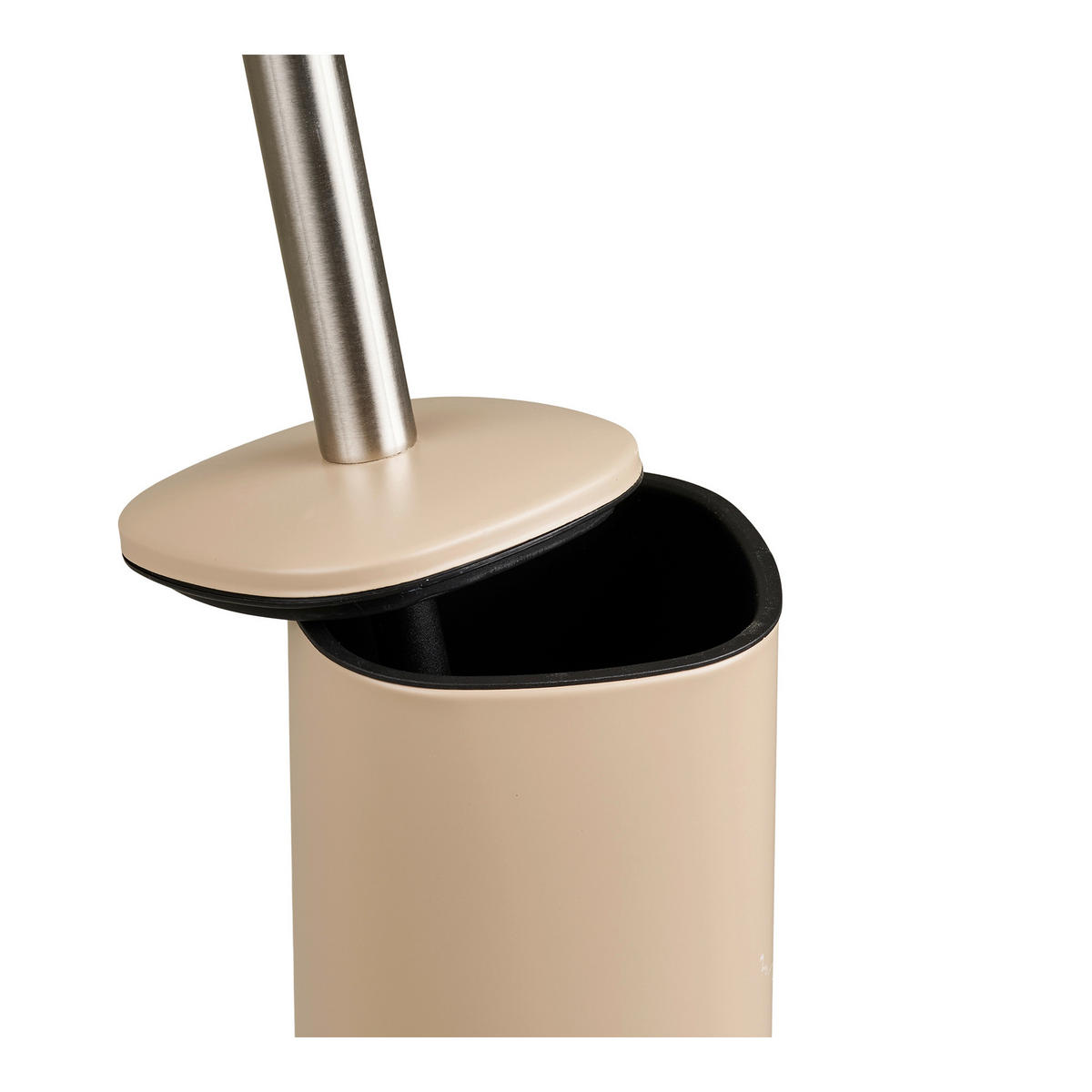 WC-BÜRSTENHALTER Lodi Schwarz, Edelstahlfarben, Beige  - Edelstahlfarben/Beige, Basics, Kunststoff/Metall (9/39cm)