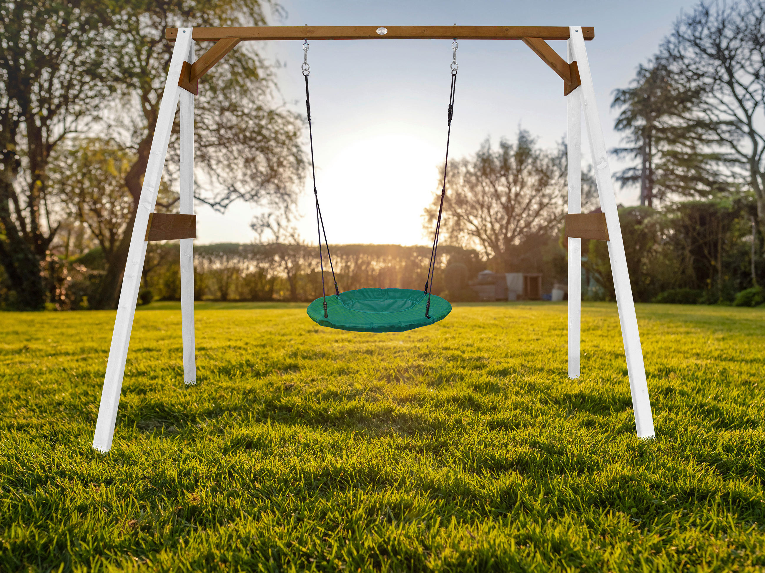NESTSCHAUKEL Braun, Weiß  - Braun/Weiß, KONVENTIONELL, Holz/Kunststoff (254/207/160cm) - Ambia Garden