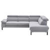 ECKSOFA in Flachgewebe Hellgrau  - Hellgrau/Schwarz, Design, Holzwerkstoff/Textil (272/217cm) - Pure Home Comfort