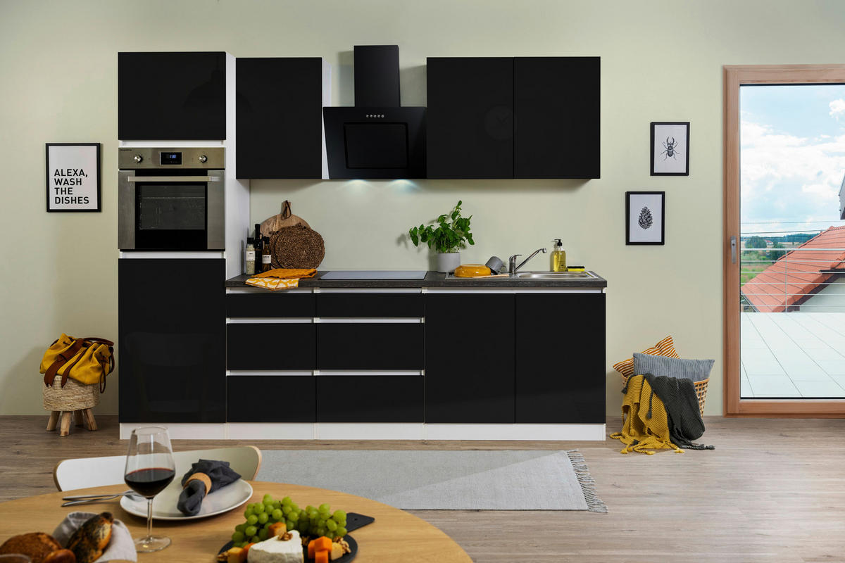 KÜCHENBLOCK 270 cm   in Schwarz  - Schwarz/Braun, MODERN, Holzwerkstoff (270cm) - Respekta