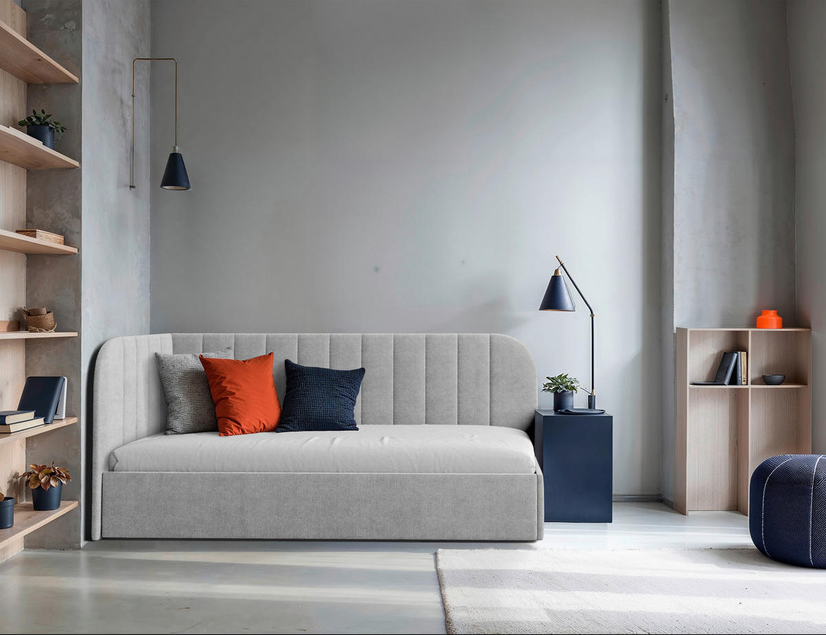 POLSTERBETT 90/200 cm,  in Grau, Lattenrost, Bettkasten,  - Schwarz/Grau, MODERN, Holz/Holzwerkstoff (90/200cm) - MID.YOU