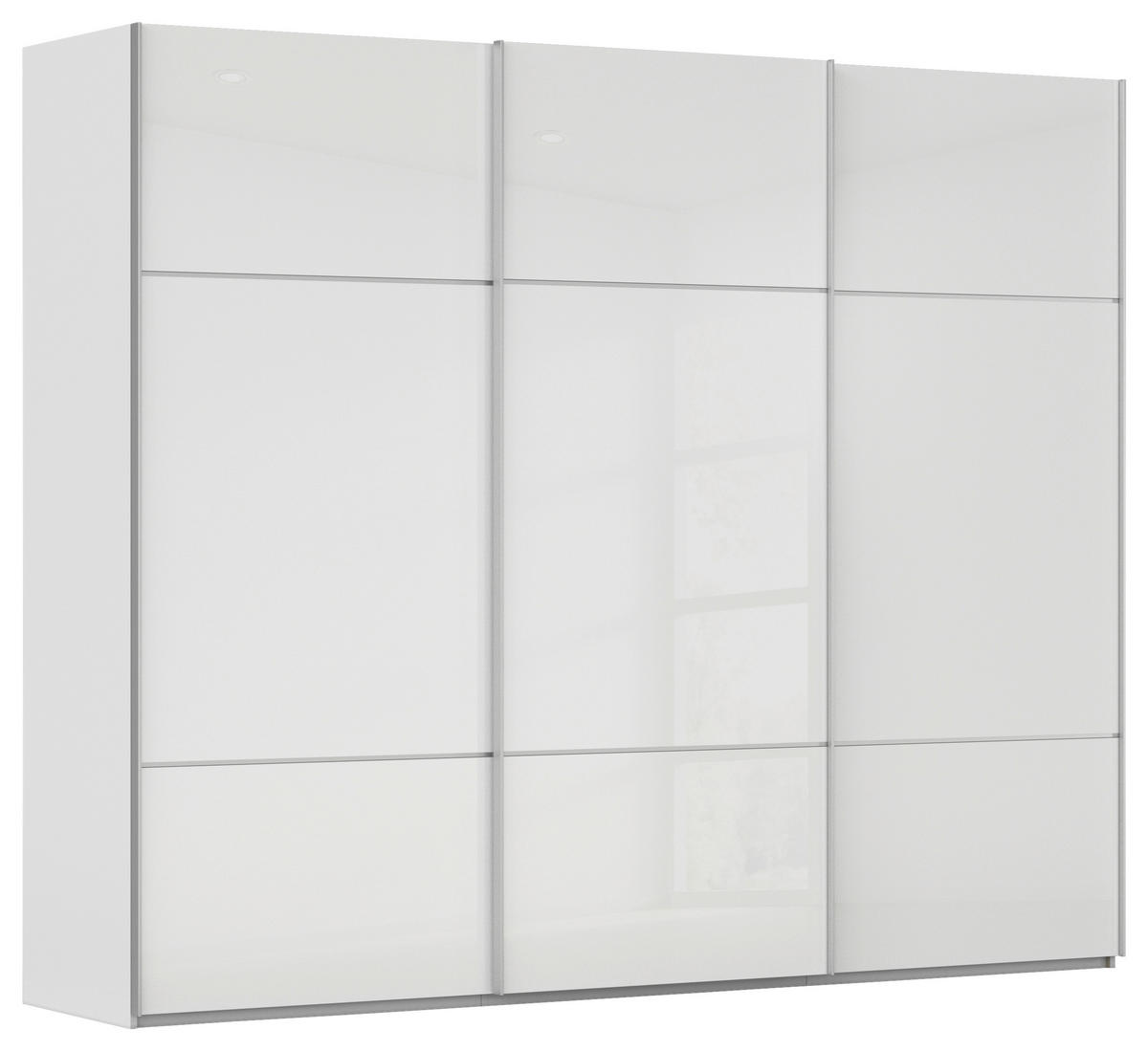 SCHWEBETÜRENSCHRANK in Grau, Weiss  - Weiss/Alufarben, Konventionell, Glas/Holzwerkstoff (301/223/68cm) - Novel