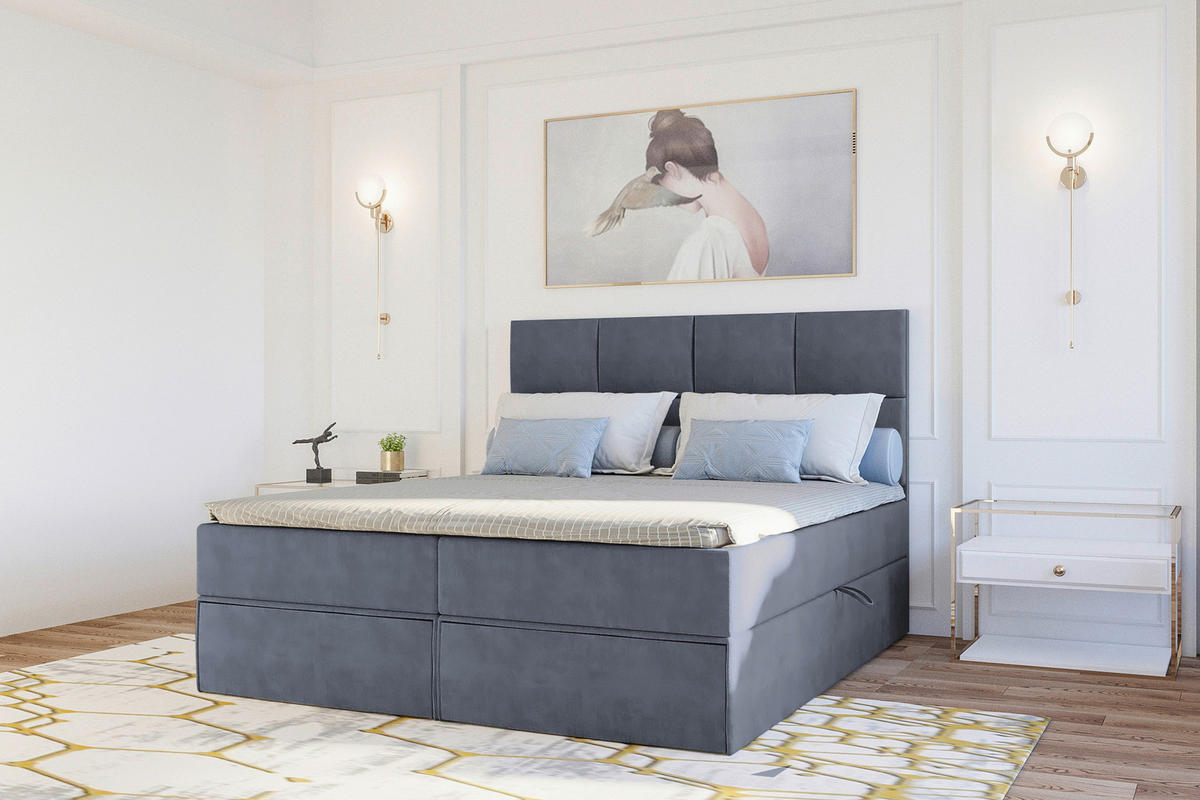 BOXBETT 140/200 cm  in Dunkelgrau  - Dunkelgrau/Schwarz, KONVENTIONELL, Kunststoff/Textil (140/200cm) - Boxxx