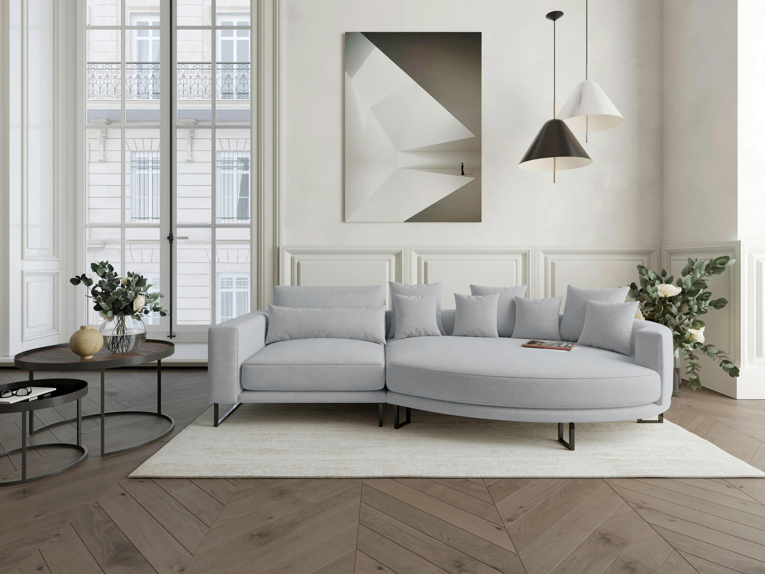POHOVKA BIG SOFA, textil, šedá - šedá/černá, Design, kov/textil (283/150cm) - Livetastic