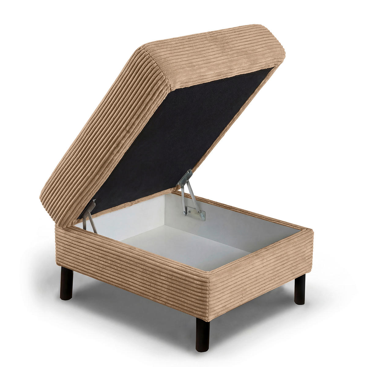HOCKER Textil Hellbraun  - Hellbraun/Schwarz, Design, Textil/Metall (70/48/60cm) - Livetastic