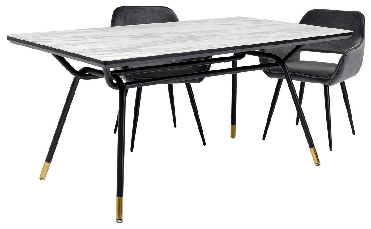 ESSTISCH in Metall, Glas, Holzwerkstoff 160/90/75 cm  - Messingfarben/Schwarz, LIFESTYLE, Glas/Holzwerkstoff (160/90/75cm) - Kare-Design
