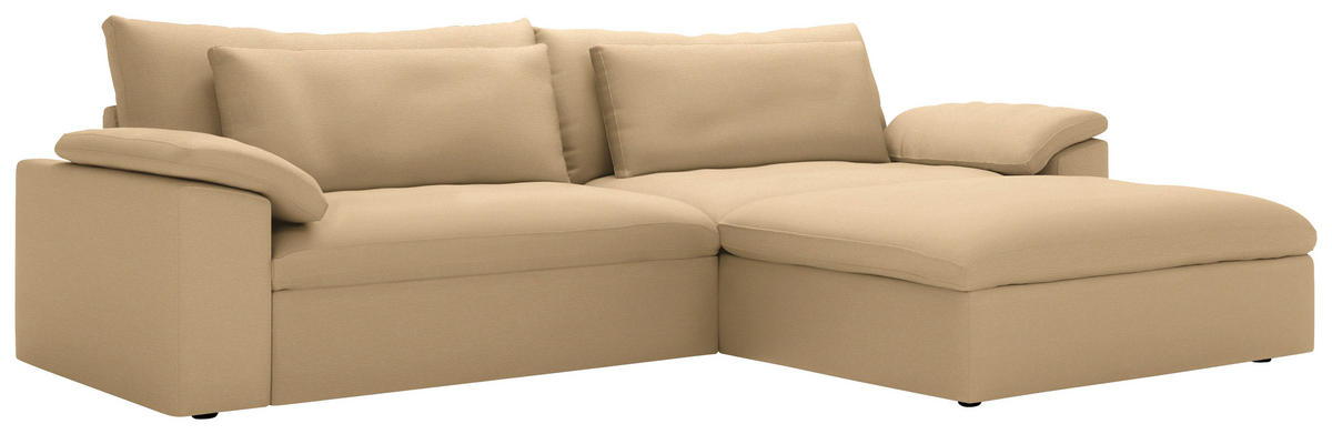 ECKSOFA  Chenille Beige  - Beige/Schwarz, Modern, Kunststoff/Textil (306/198cm) - Carryhome