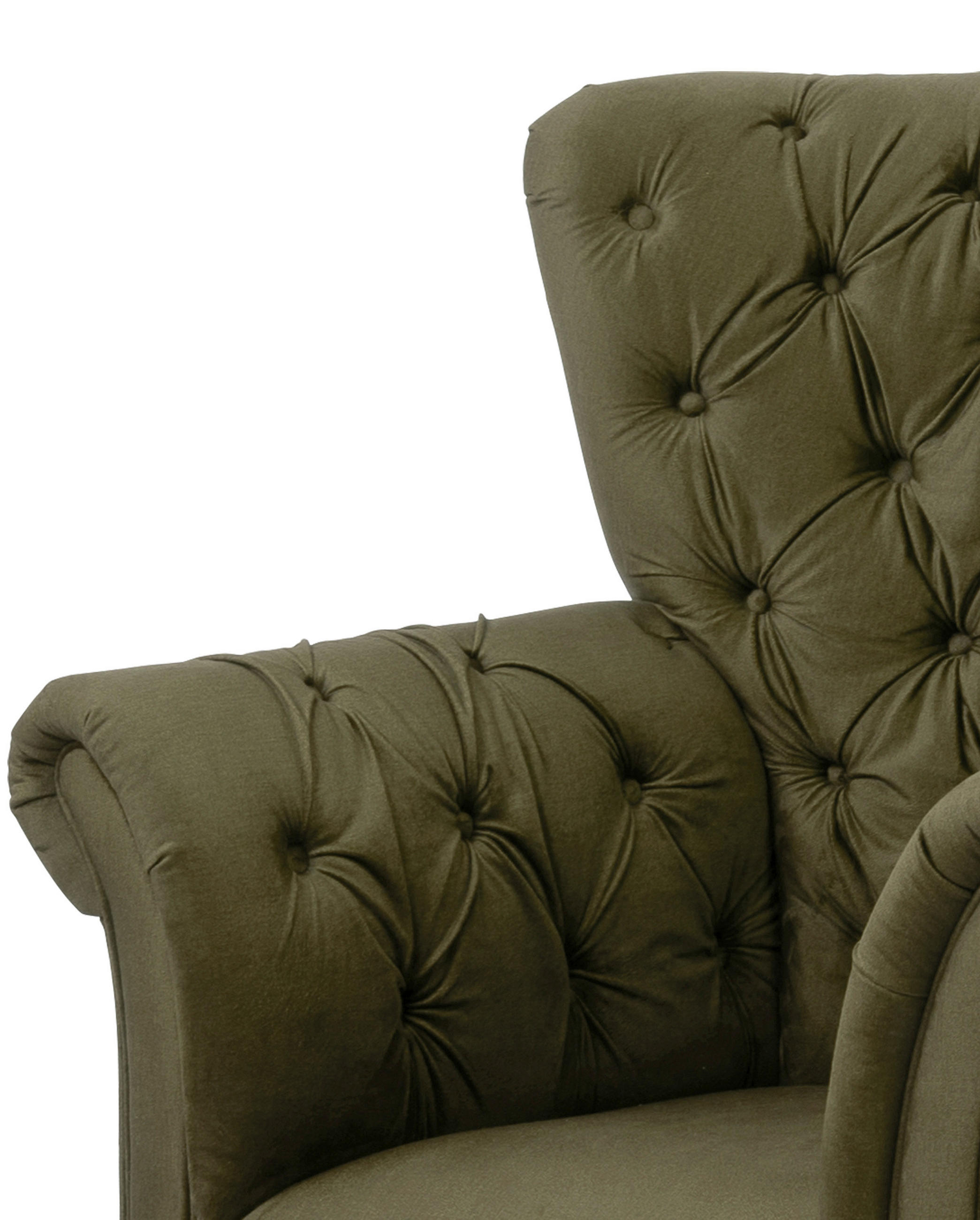 OHRENSESSEL Velours Olivgrün  - Schwarz/Olivgrün, Design, Holz/Textil (96/112/86cm) - MID.YOU