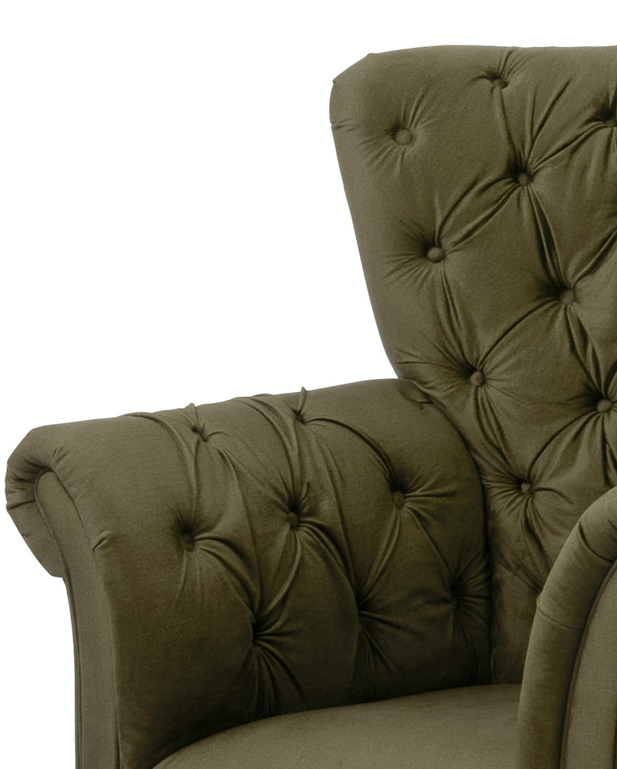 FÜLES FOTEL - olívazöld/fekete, Design, textil/fa (96/112/86cm) - MID.YOU
