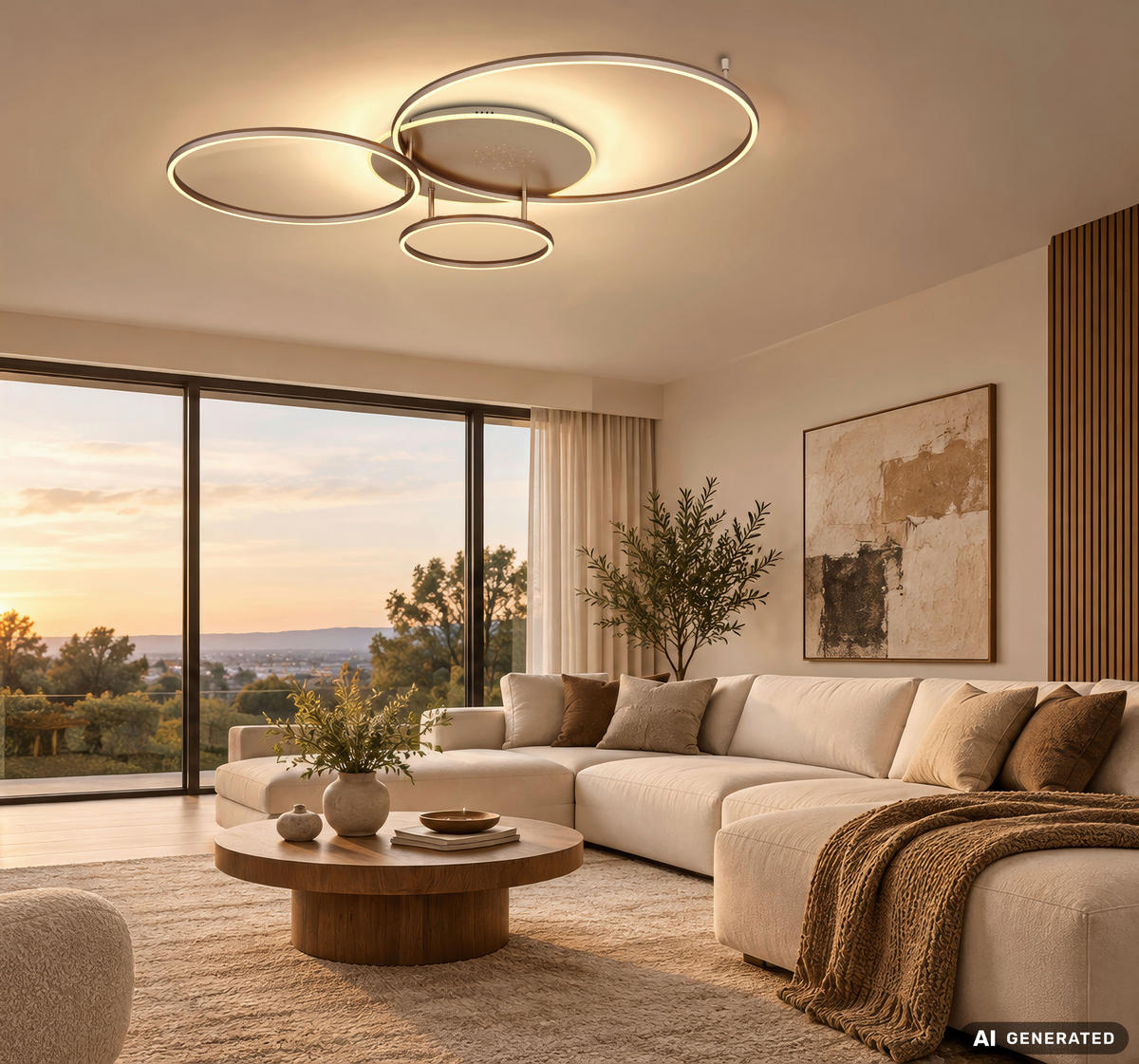 LED-DECKENLEUCHTE Glintia 116,6/86,4/13 cm  - Champagner/Opal, Design, Kunststoff/Metall (116,6/86,4/13cm) - Globo