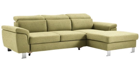 ECKSOFA inkl. Funktionen Grün Webstoff - Silberfarben/Grün, Design, Textil/Metall (250/167cm) - Xora