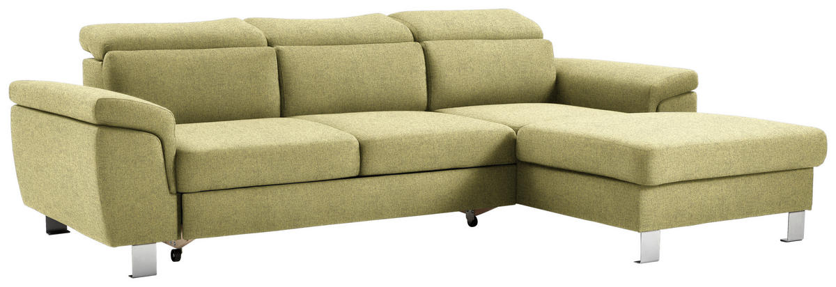 ECKSOFA in Webstoff Grün  - Silberfarben/Grün, Design, Textil/Metall (250/167cm) - Xora