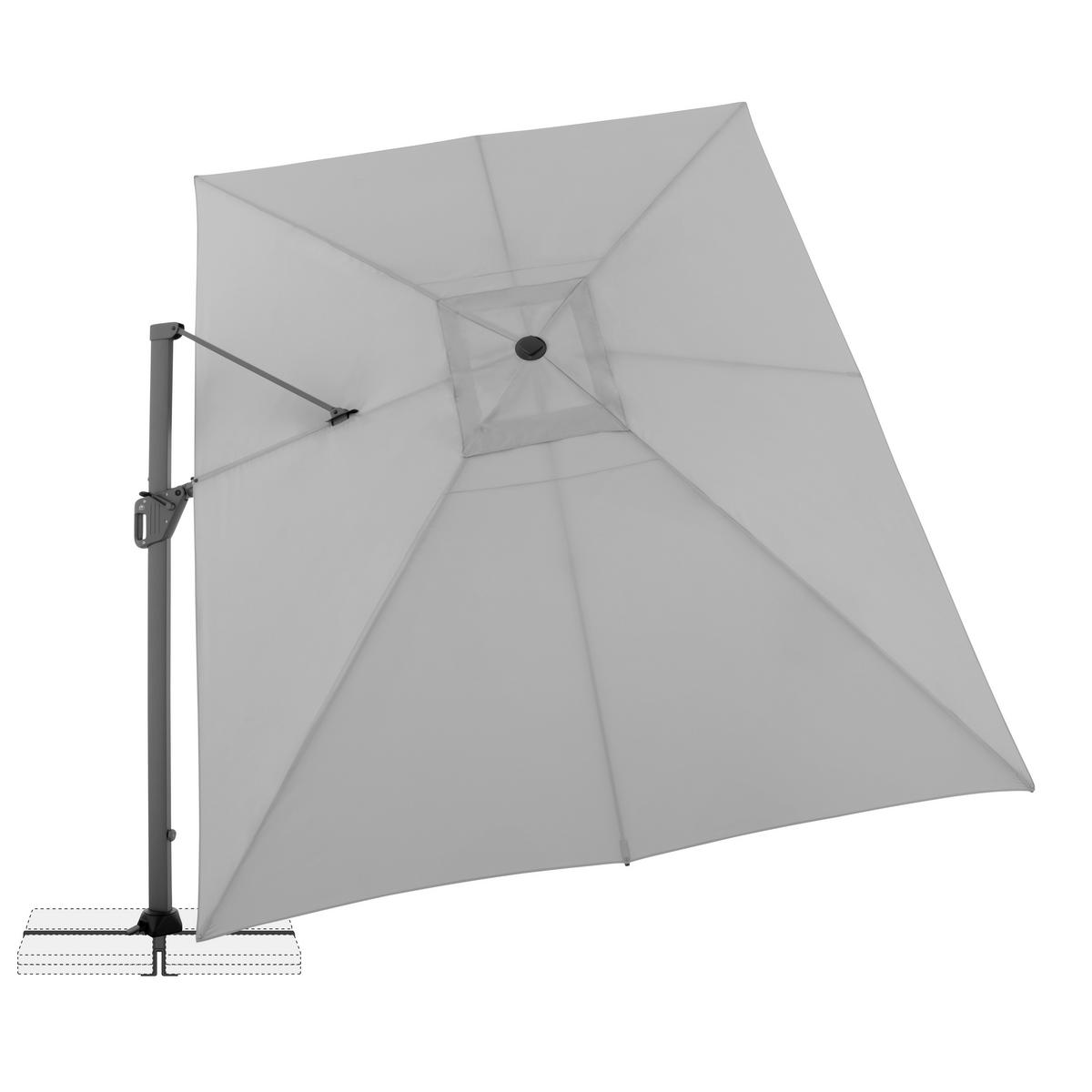 AMPELSCHIRM 300 x 400 cm Hellgrau  - Anthrazit/Hellgrau, Basics, Textil/Metall (400/300cm) - Doppler