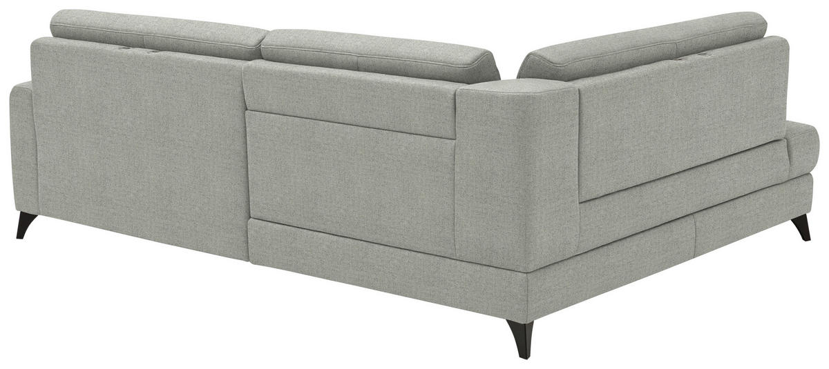 ECKSOFA 182/239 cm  in Chenille Hellgrau Rücken echt  182/239 cm  - Hellgrau/Schwarz, Design, Textil/Metall (182/239cm) - Beldomo Comfort