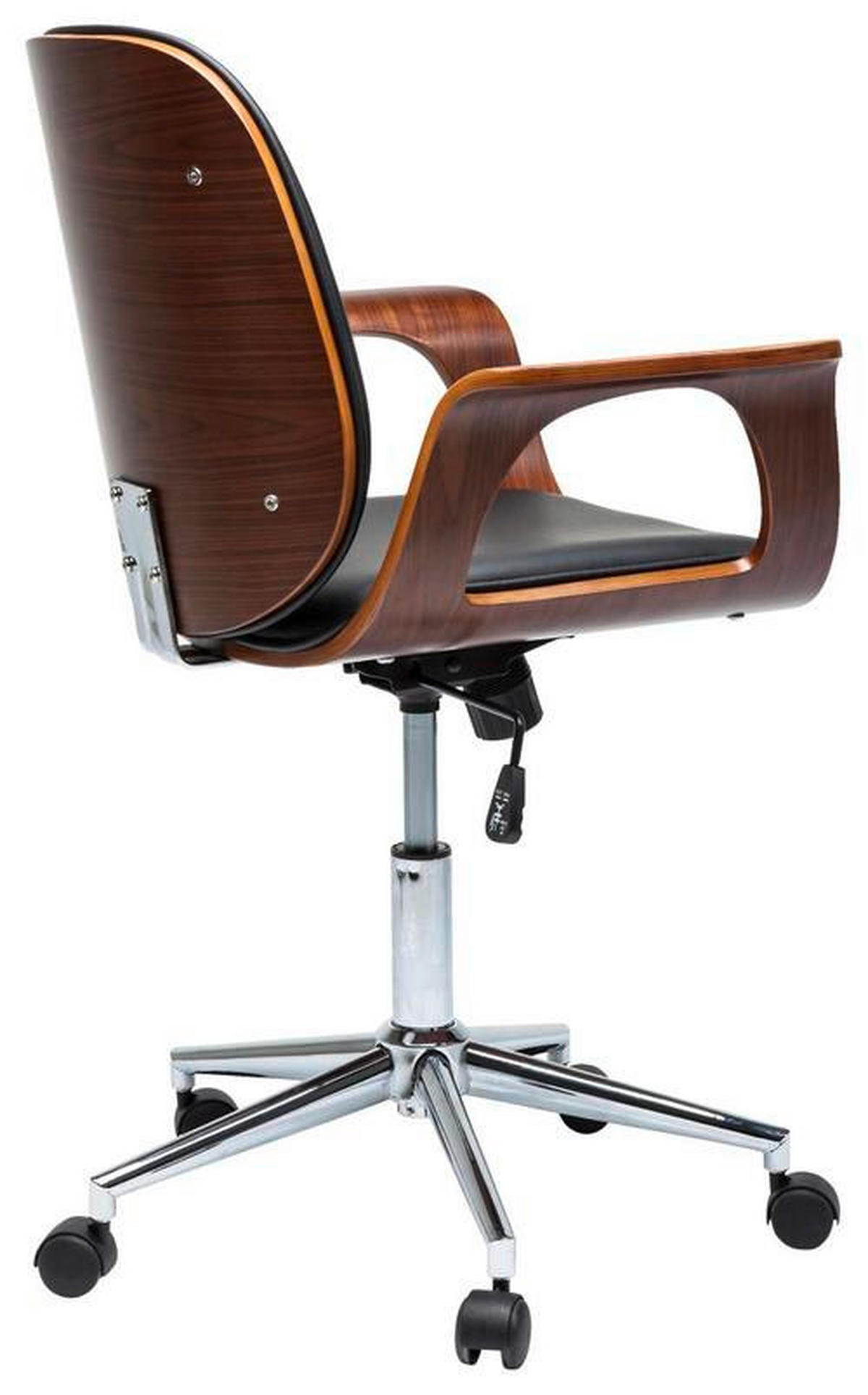 OTOČNÁ ŽIDLE, vzhled kůže, černá, barvy ořechu - černá/barvy chromu, Trend, dřevo/textil (66,5/101/56cm) - Kare-Design