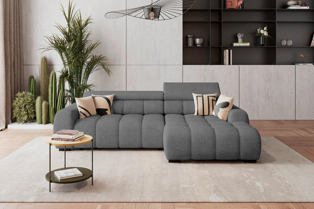 HÖRNSOFFA i vävt tyg antracit  - svart/antracit, Trend, textil/plast (285/168cm) - Livetastic