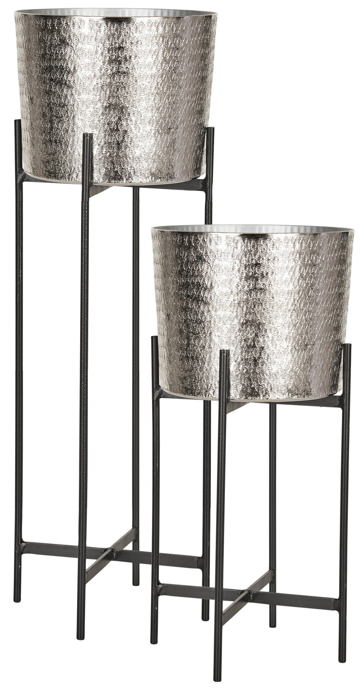 PFLANZENTOPF - Silberfarben/Schwarz, Basics, Metall (18,5/40cm) - Ambia Home