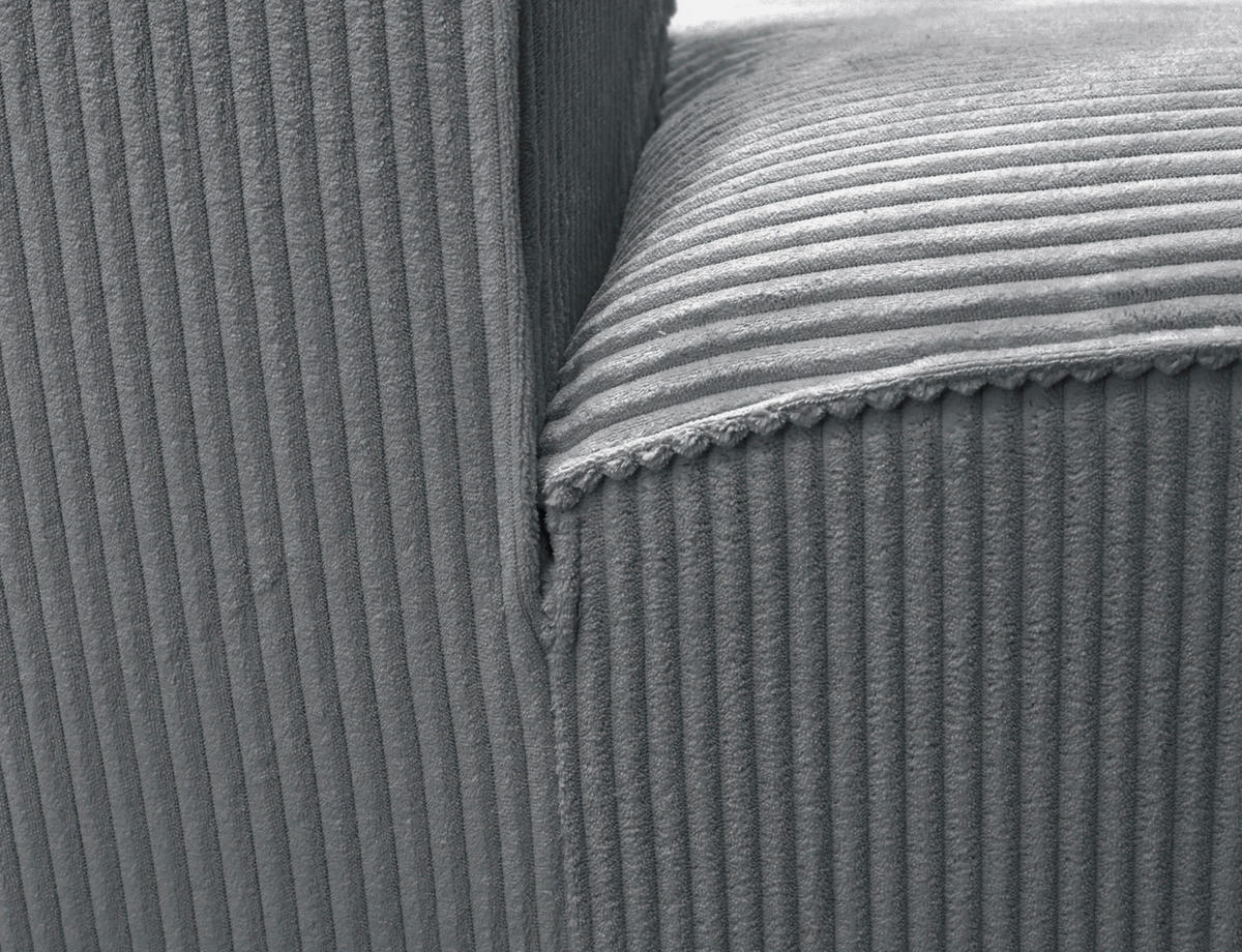 ECKSOFA ANTHONY Grau Cord  - Schwarz/Grau, Design, Kunststoff/Textil (275/163cm) - MID.YOU