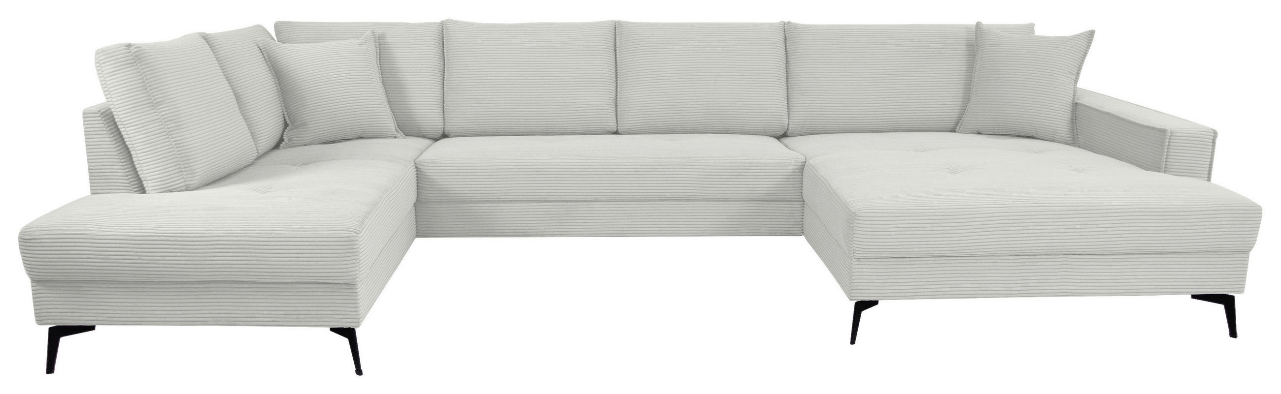 WOHNLANDSCHAFT ZERO Creme, Weiß Cord  - Creme/Schwarz, Trend, Textil/Metall (195/362/173cm) - Livetastic