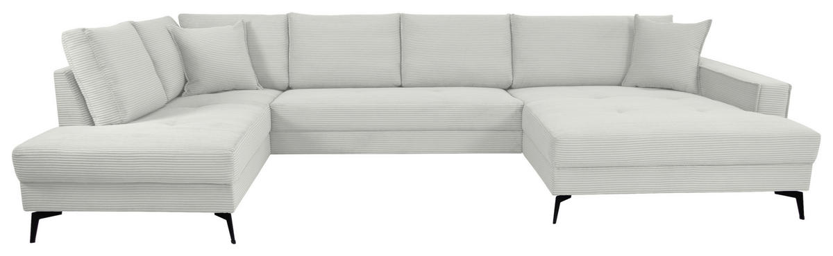 WOHNLANDSCHAFT ZERO Creme, Weiß Cord  - Creme/Schwarz, Trend, Textil/Metall (195/362/173cm) - Livetastic