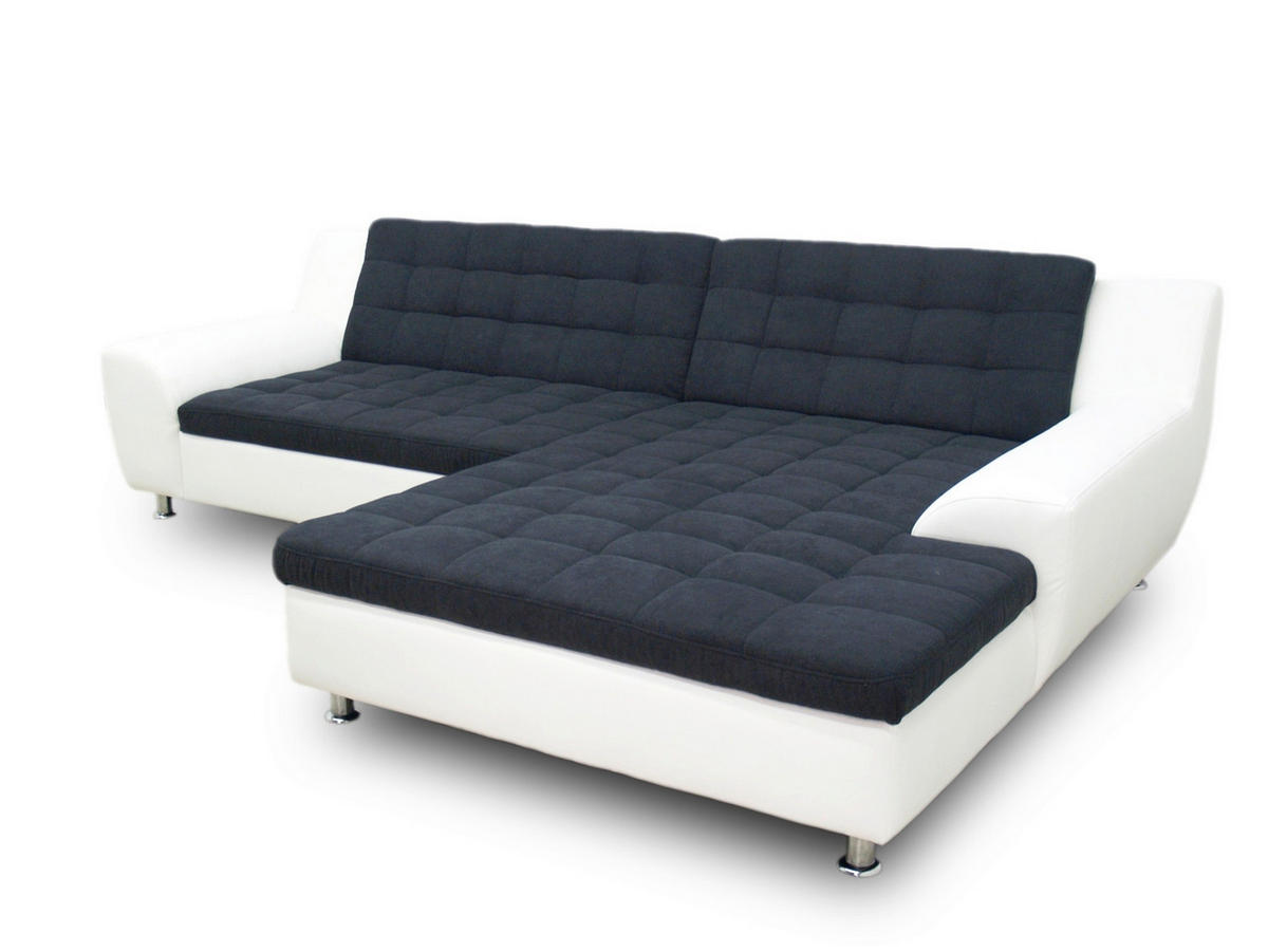 ECKSCHLAFSOFA MORTON Schwarz Mikrofaser  - Chromfarben/Schwarz, MODERN, Textil/Metall (304/200/84cm) - MID.YOU