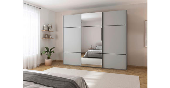 SCHWEBETÜRENSCHRANK 271/223/68 cm 3-türig Grau - Schwarz/Grau, KONVENTIONELL, Glas/Holzwerkstoff (271/223/68cm) - Novel