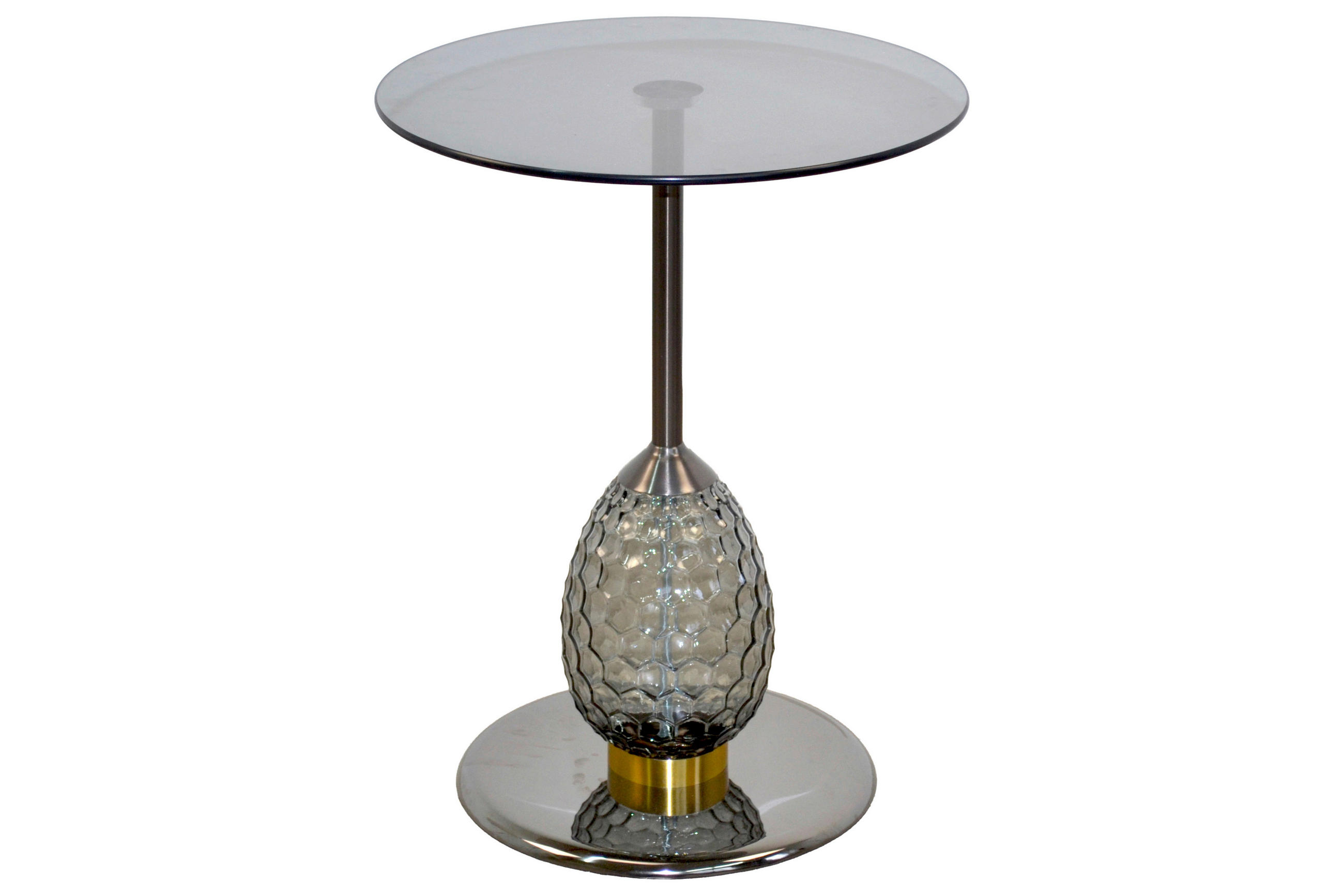 BEISTELLTISCH 45/45/60 cm Schwarz, Chromfarben rund  - Chromfarben/Titanfarben, Design, Glas/Metall (45/45/60cm) - MID.YOU