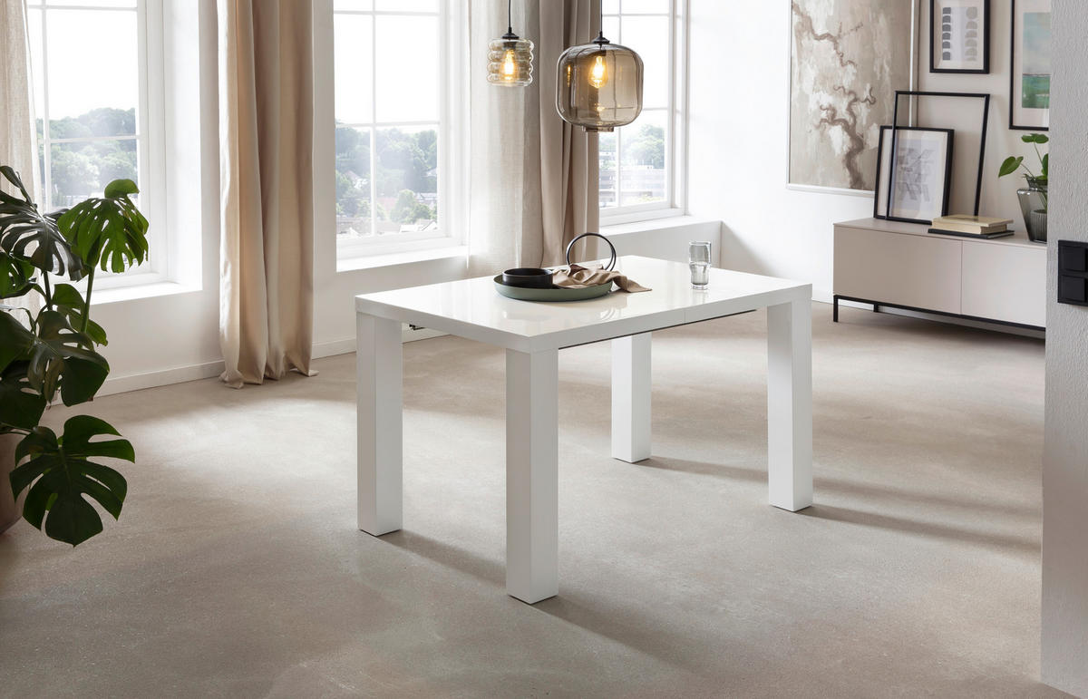 ESSTISCH Weiß Hochglanz rechteckig  ausziehbar, in verschiedenen Größen erhältlich  - Weiß Hochglanz, MODERN, Holzwerkstoff (120-240/80/76cm) - Livetastic
