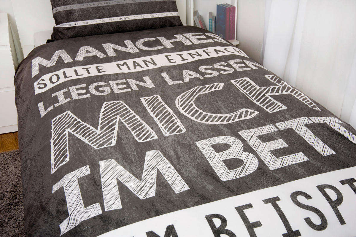 JUGENDBETTWÄSCHE SPRÜCHE Renforcé 135/200 cm  - Schwarz/Weiß, Basics, Textil (135/200cm) - Herding