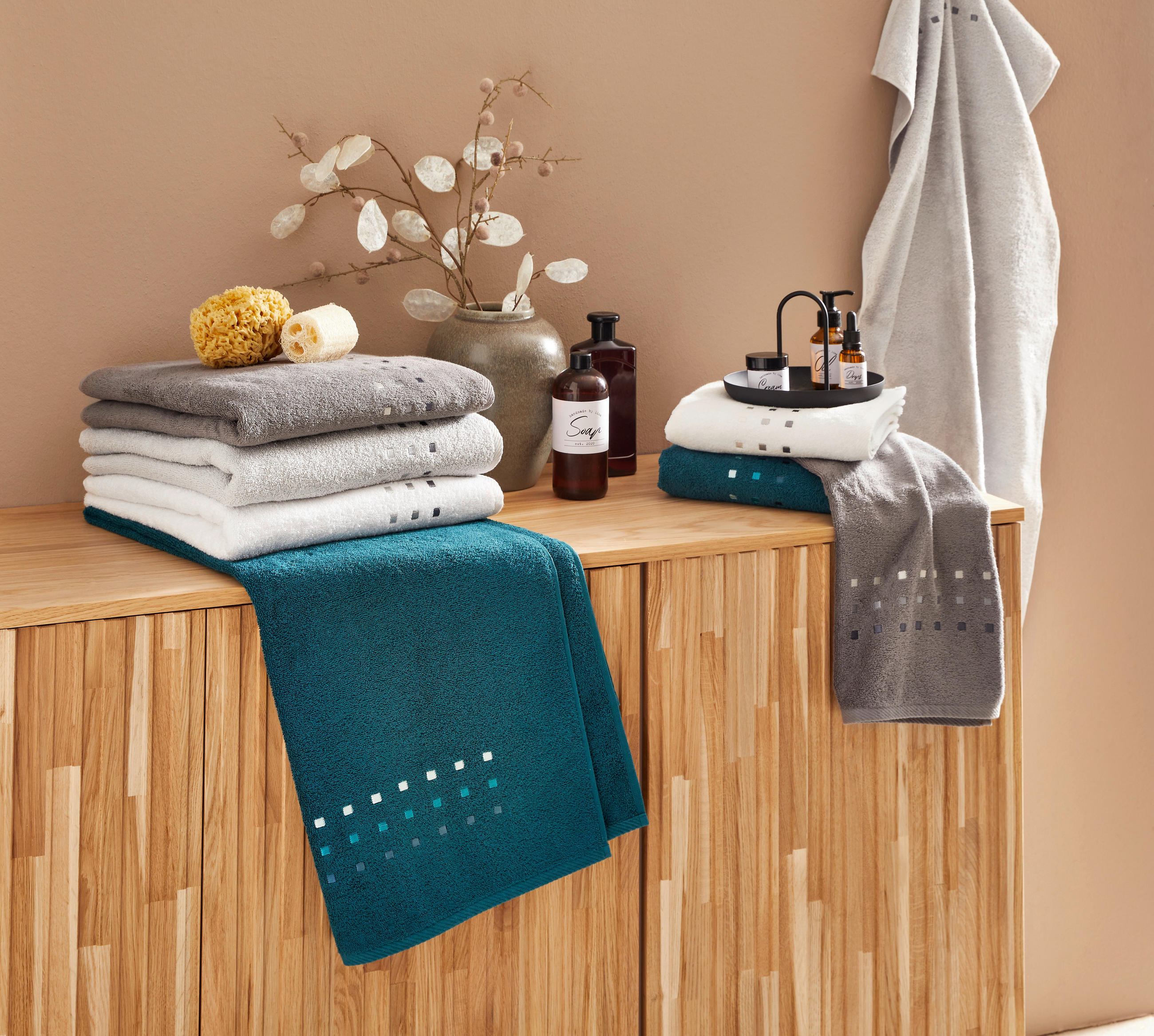 HANDTUCH Quattro Petrol  - Petrol, Basics, Textil (50/100cm) - Esposa