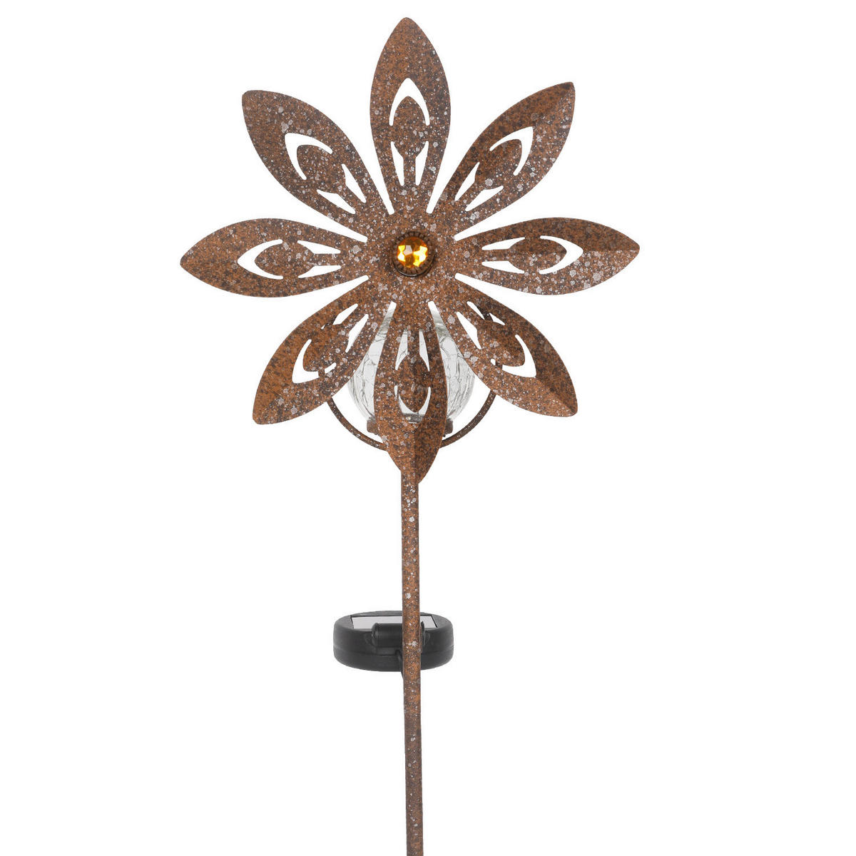 SOLARLEUCHTE Rusty Blossom High 32/17,5 cm  - Rostfarben, Trend, Glas/Kunststoff (32/17,5cm) - Ambia Garden