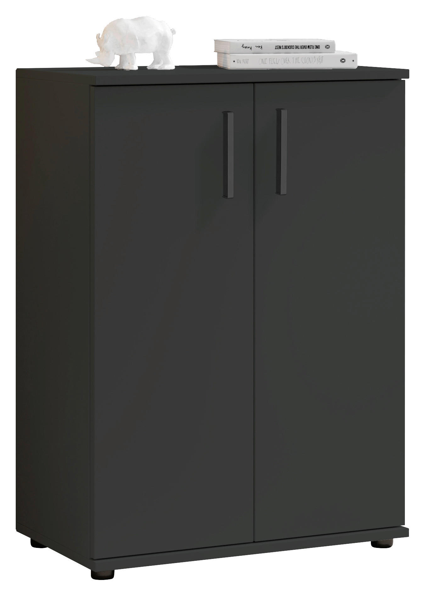 Kommode Basel  in 60/84/35 cm  - Anthrazit/Schwarz, Design, Holzwerkstoff/Kunststoff (60/84/35cm) - Livetastic