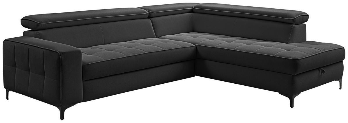 ECKSOFA  in Struktur Anthrazit  251/203 cm  - Anthrazit/Schwarz, Design, Textil/Metall (251/203cm) - MID.YOU