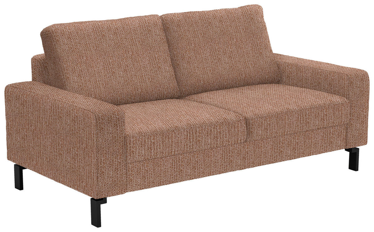 2-SITZER-SOFA in Flachgewebe Aprikose  - Aprikose/Schwarz, Design, Textil/Metall (178/86/97cm) - Hom`in