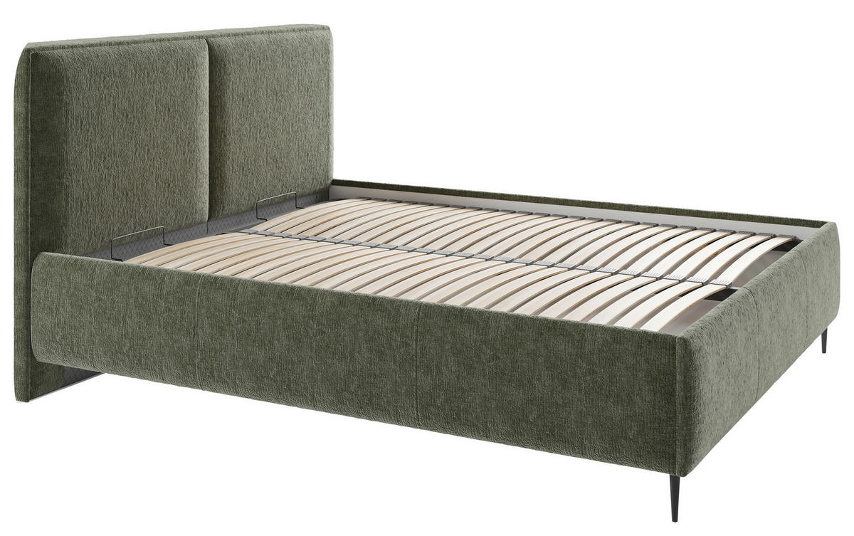 TAPECIRANI KREVET   180/200 cm   tamno zelena  - tamno zelena/crna, Moderno, drvni materijal/drvo (180/200cm) - MID.YOU