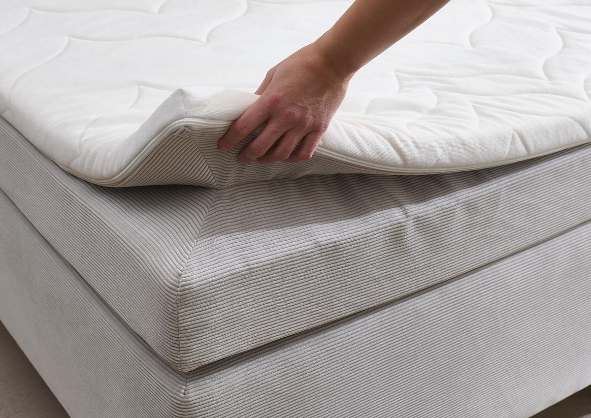 BOXSPRINGBETT 180/200 cm  in Hellgrau  - Hellgrau/Schwarz, KONVENTIONELL, Holz/Textil (180/200cm) - Boxxx