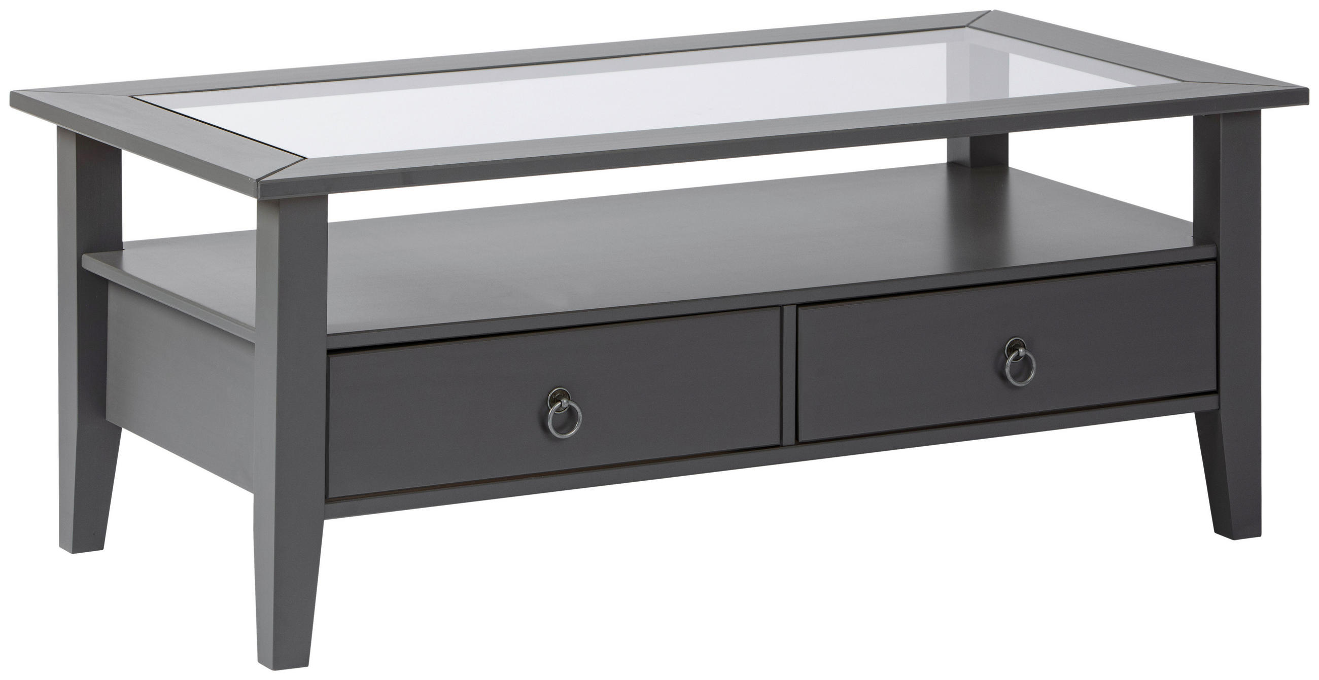 COUCHTISCH Kiefer massiv 115/60/45 cm rechteckig Grau  - Silberfarben/Grau, Design, Glas/Holz (115/60/45cm) - Livetastic