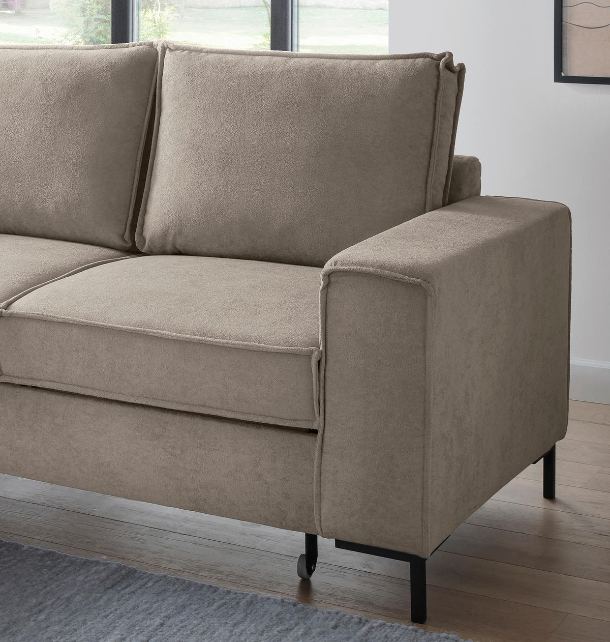 KUTNA GARNITURA tekstil  taupe   - crna/taupe, Moderno, tekstil/metal (150/240cm) - Livetastic