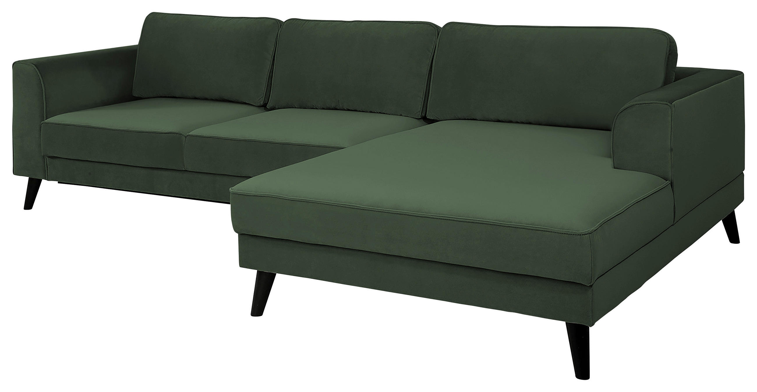 ECKSCHLAFSOFA Velours Dunkelgrün  - Wengefarben/Dunkelgrün, MODERN, Holz/Textil (277/167cm) - MID.YOU