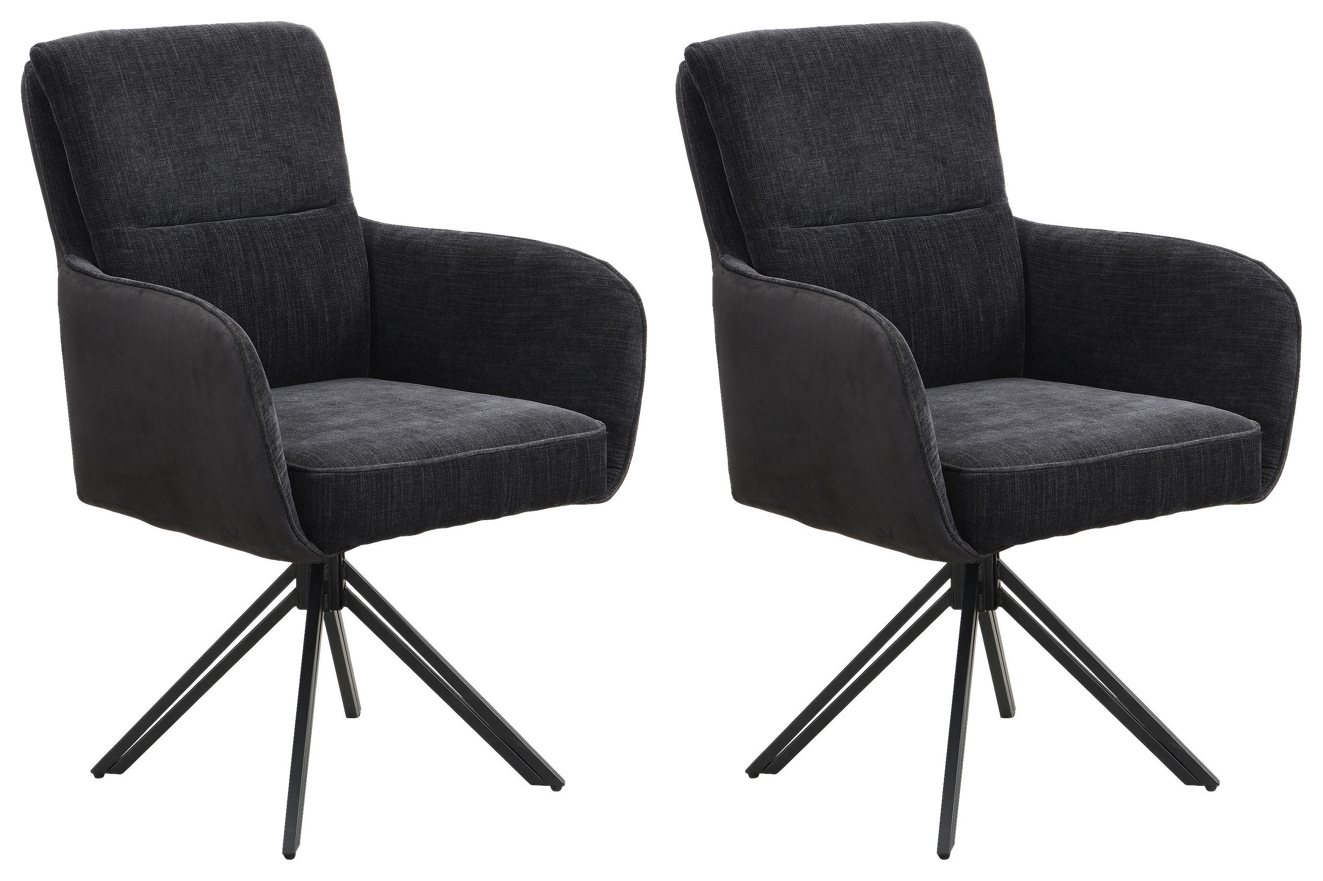 STUHL-SET - Schwarz, MODERN, Textil/Metall (62/94/70cm) - MID.YOU