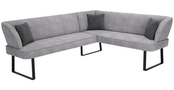 ECKBANK 243/189 cm Webstoff Schwarz, Dunkelgrau - Dunkelgrau/Schwarz, Design, Textil/Metall (243/189cm) - Novel