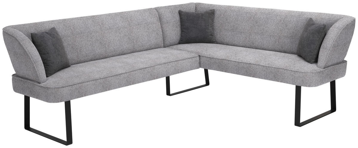 ECKBANK 243/189 cm Webstoff Schwarz, Dunkelgrau   - Dunkelgrau/Schwarz, Design, Textil/Metall (243/189cm) - Novel